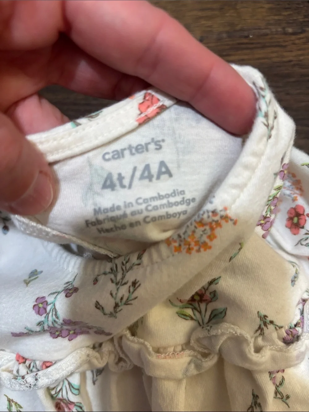 Carter's Cream Floral Top with Navy Pants Kids Matching Set